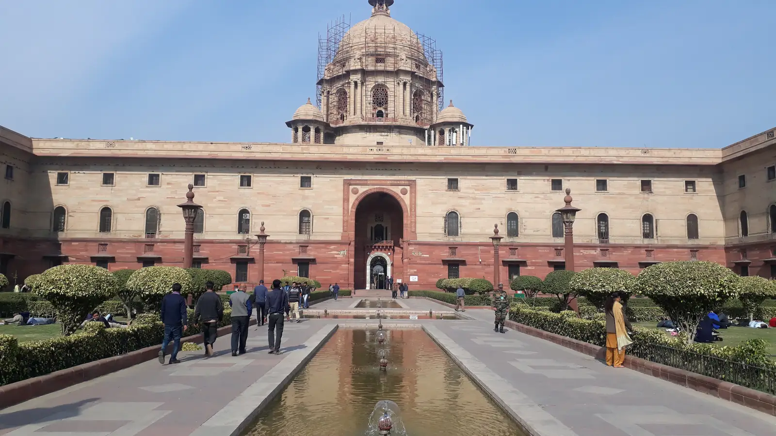 North Block in New Delhi under a clear blue sky